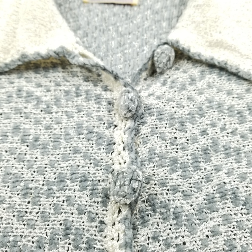 Isabelle Cardigan Women M Gray Chenille Notch Hem Long Sleeve Sweater Cottage - Picture 9 of 11